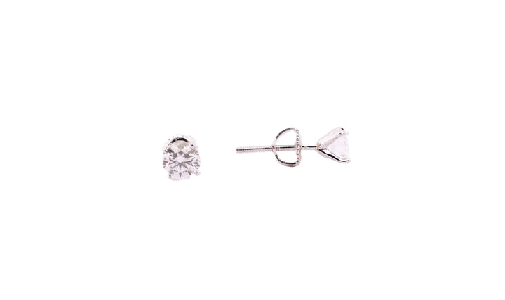 92.5 Sterling Silver with Moissanite Solitaire Stud Earrings 13560