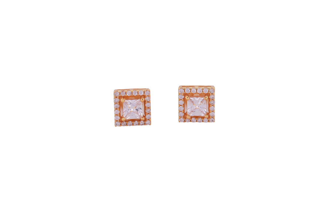 92.5 Sterling Silver Cushion Halo Stud Earrings 13567