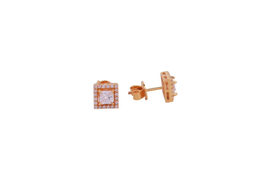92.5 Sterling Silver Cushion Halo Stud Earrings 13567