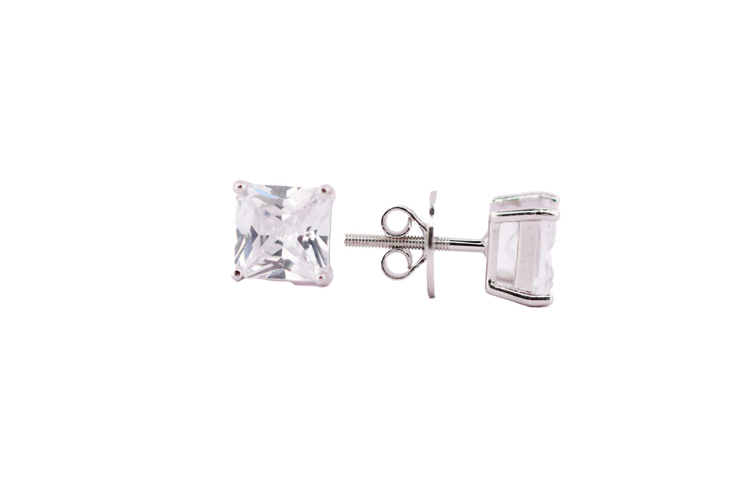 92.5 Sterling Silver Solitaire Stud  Earrings 13579