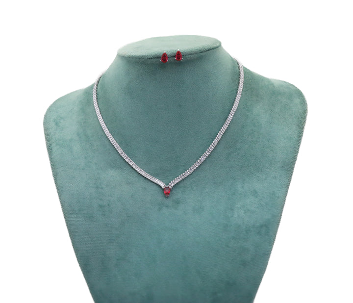 Zircon Modern Ruby Touch Necklace Set 13623