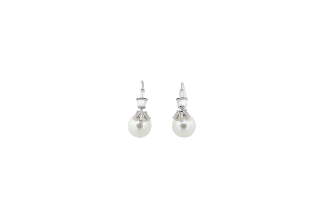 92.5 Sterling Silver Elegant Pearl Drop Earrings 13861