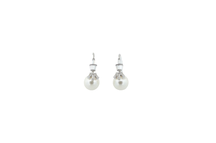 92.5 Sterling Silver Elegant Pearl Drop Earrings 13861