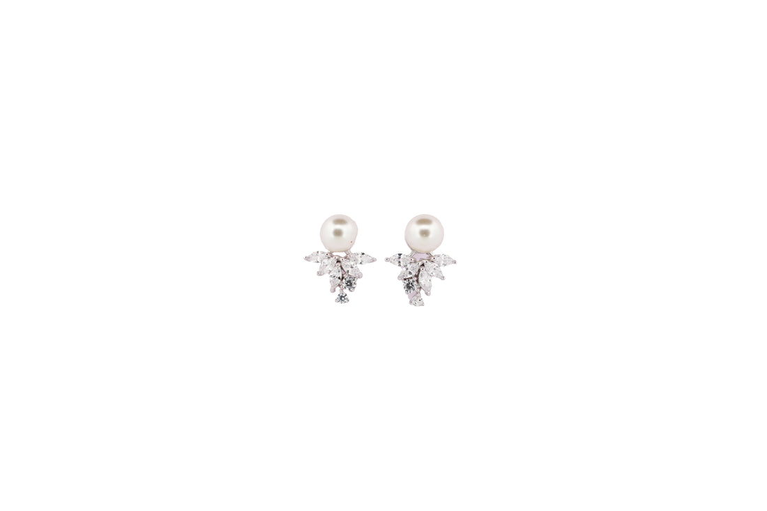 92.5 Sterling Silver Pearl and Crystal Jacket Earrings 11151