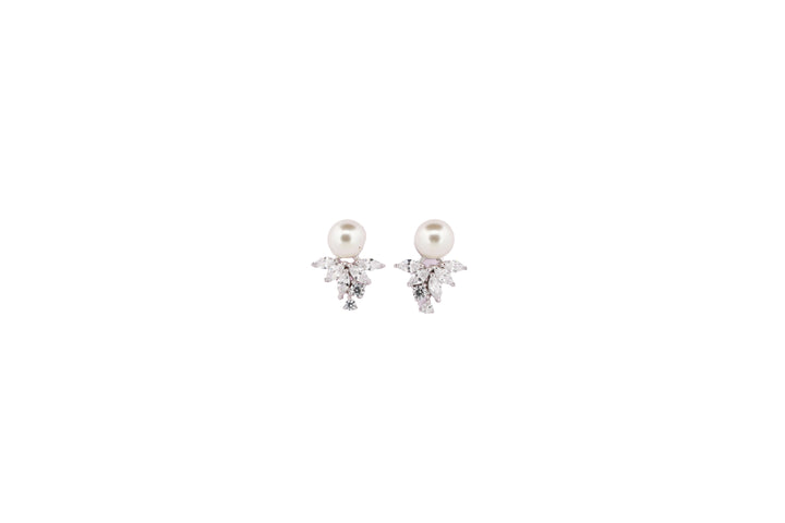92.5 Sterling Silver Pearl and Crystal Jacket Earrings 11151