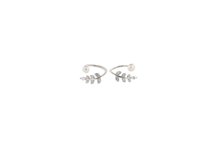 92.5 Sterling Silver Cuff-Style Leaf Ear Crawlers 15589