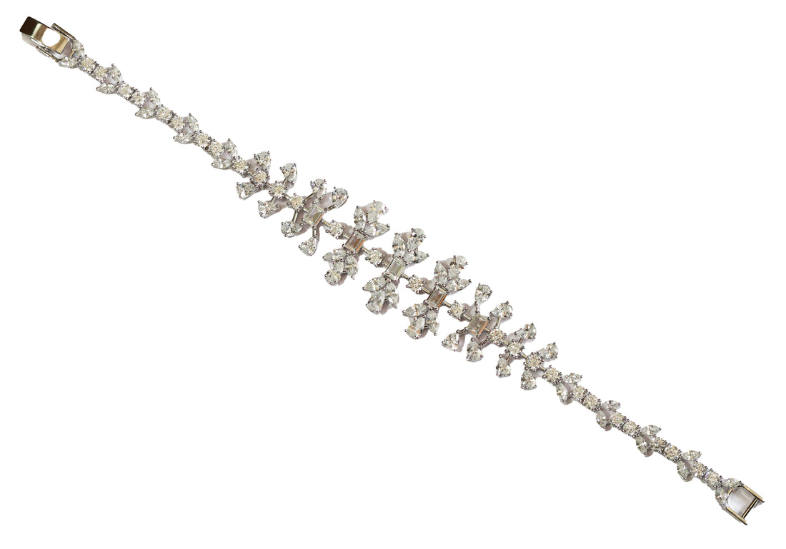 Zircon Floral Bow Cluster Bracelet  14305