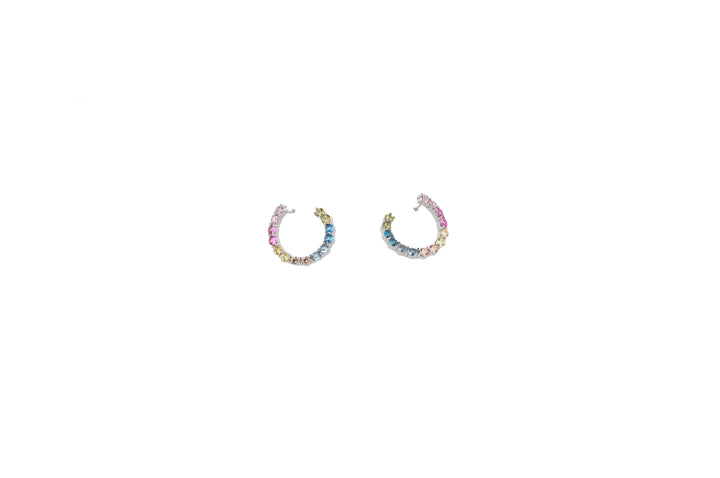92.5 Sterling Silver Multicolor Semi-Hoop Earrings 15715