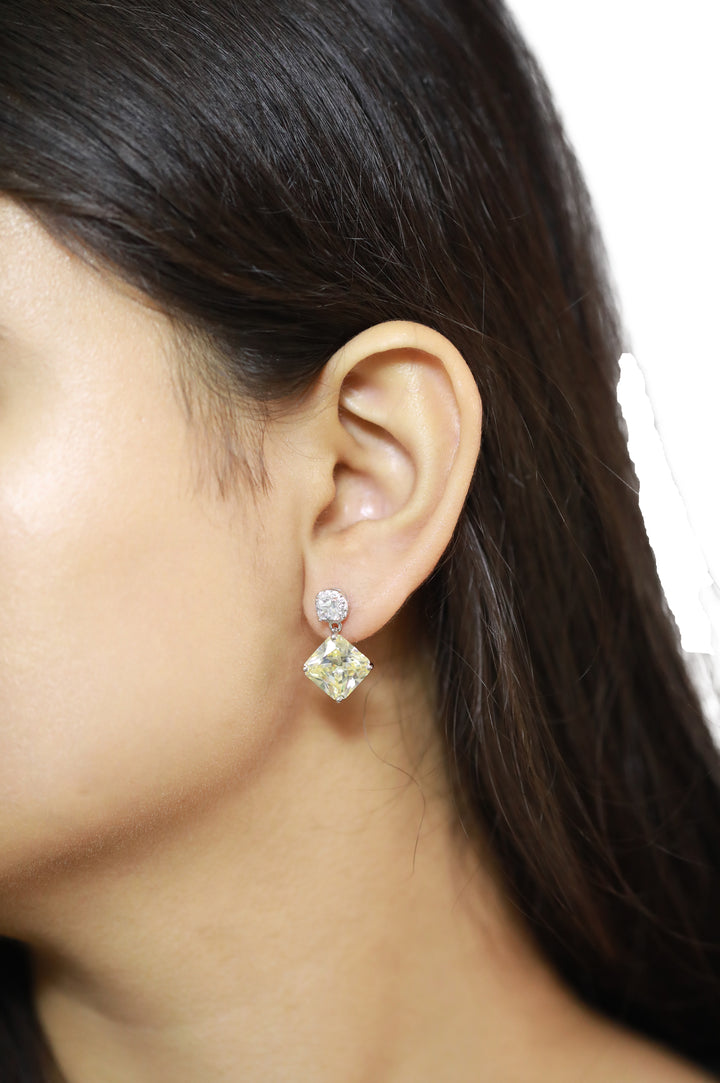 92.5 Sterling Silver Two-Stone Drop Earrings 15740