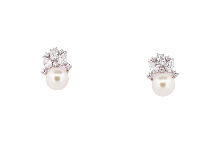 92.5 Sterling Silver Floral Stud  Earrings 11153