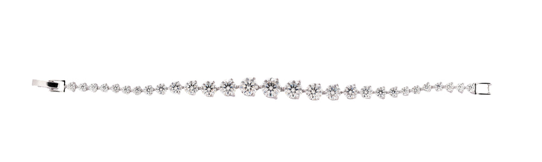 92.5 Silver with Moissanite Diamond Bracelet 12109