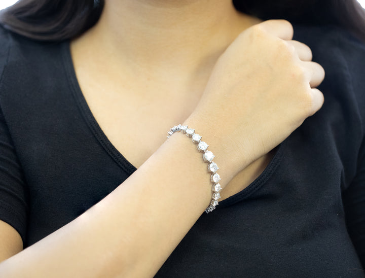 92.5 Silver with Moissanite Diamond Bracelet 12109