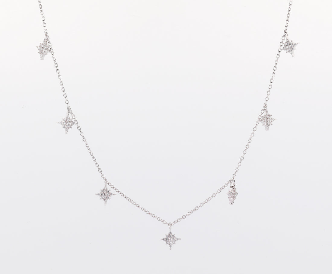 92.5 Sterling Silver Star Charm Chain Pendant 13263