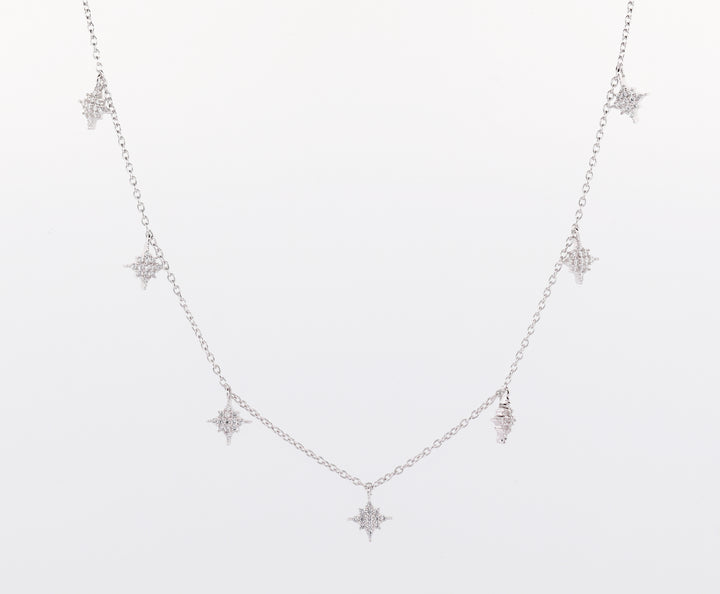 92.5 Sterling Silver Star Charm Chain Pendant 13263