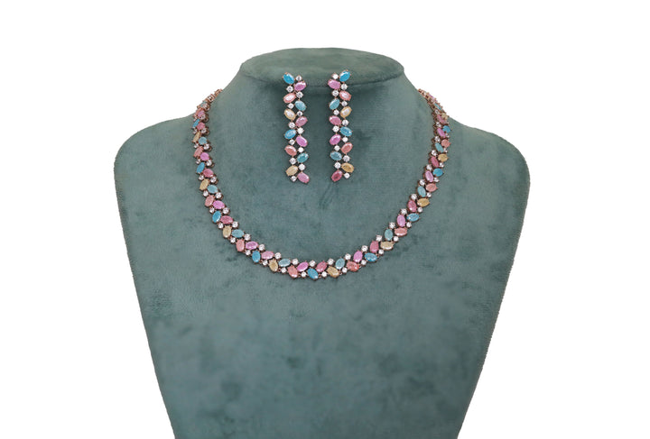 Zircon Glamour Curve Necklace Set 3130