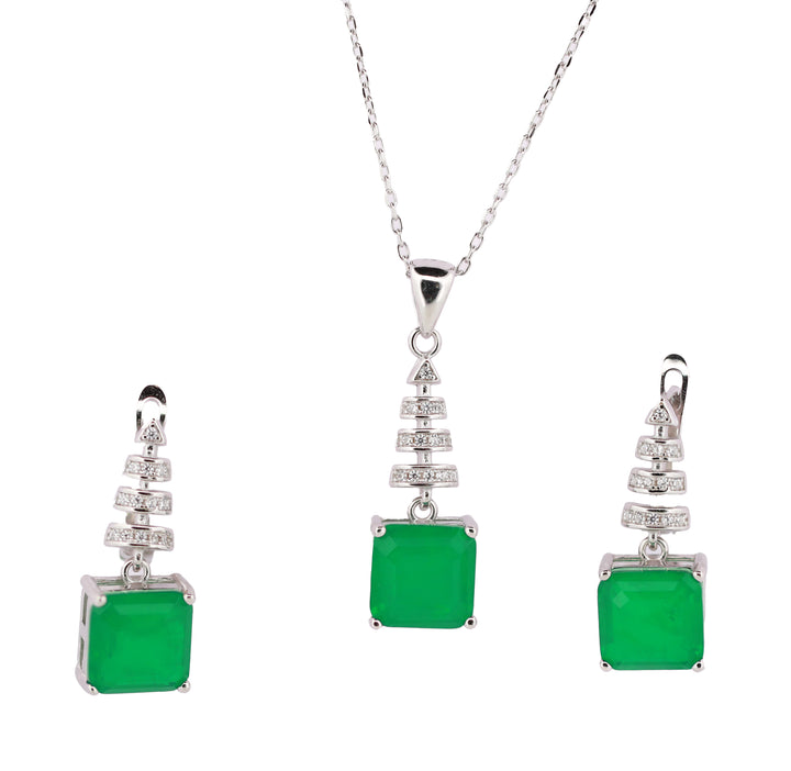 92.5 Sterling Silver Tiered Geometric Chain Pendant Combo Set 15839
