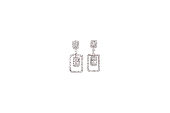 92.5 Sterling Silver Rectangle Dangle  Earrings 11157