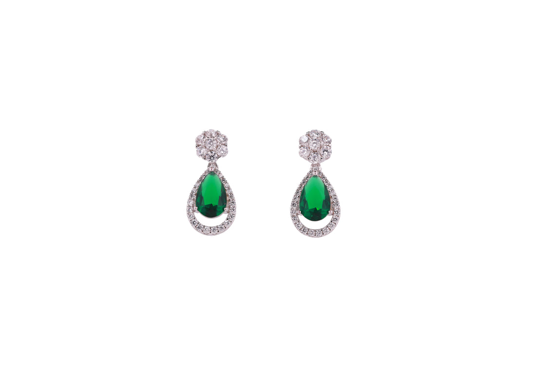 92.5 Sterling Silver  Pear-Shaped Halo Drop Earrings  16238