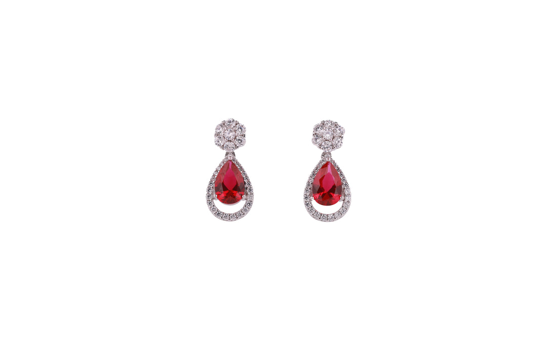 92.5 Sterling Silver  Pear-Shaped Halo Drop Earrings  16238