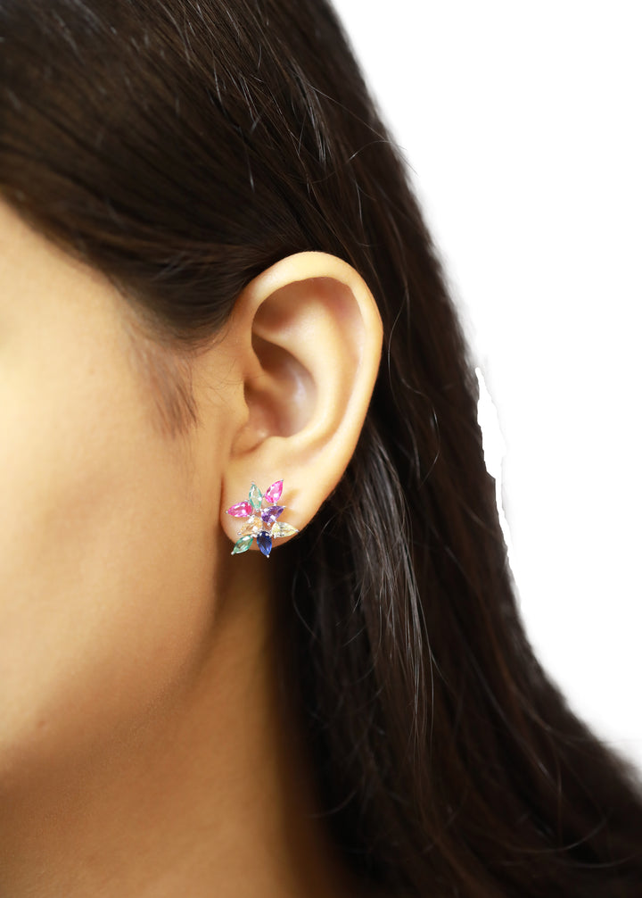 92.5 Sterling Silver Marquise shaped  Earrings 11163