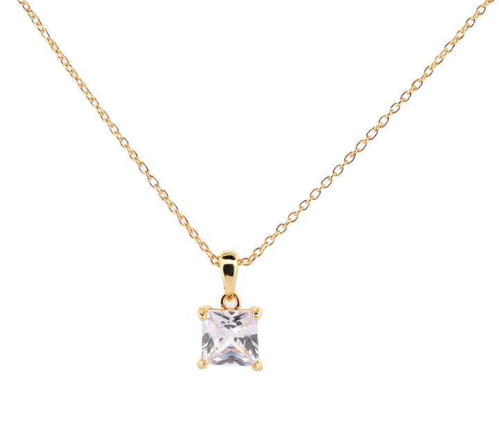 92.5 Sterling Silver Princess-Cut Solitaire  Chain Pendant 13592