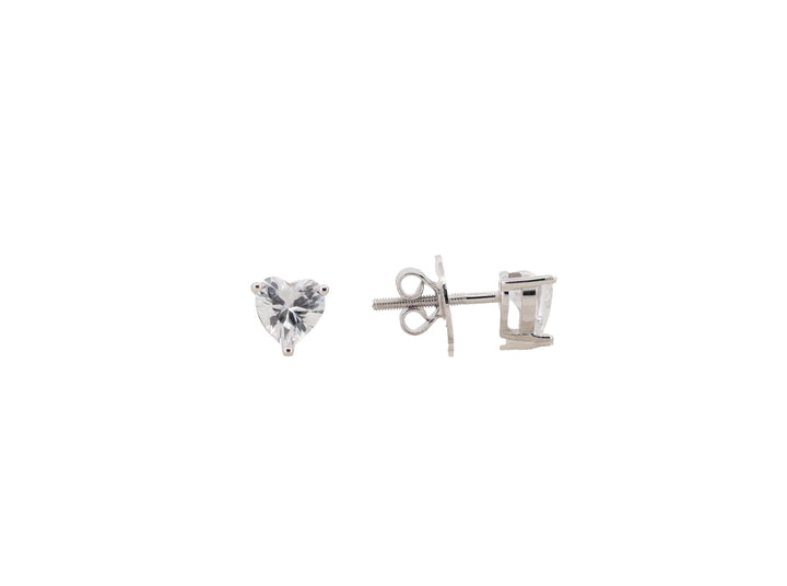 92.5 Sterling Silver Heart-Shaped Crystal Stud Earrings 17777