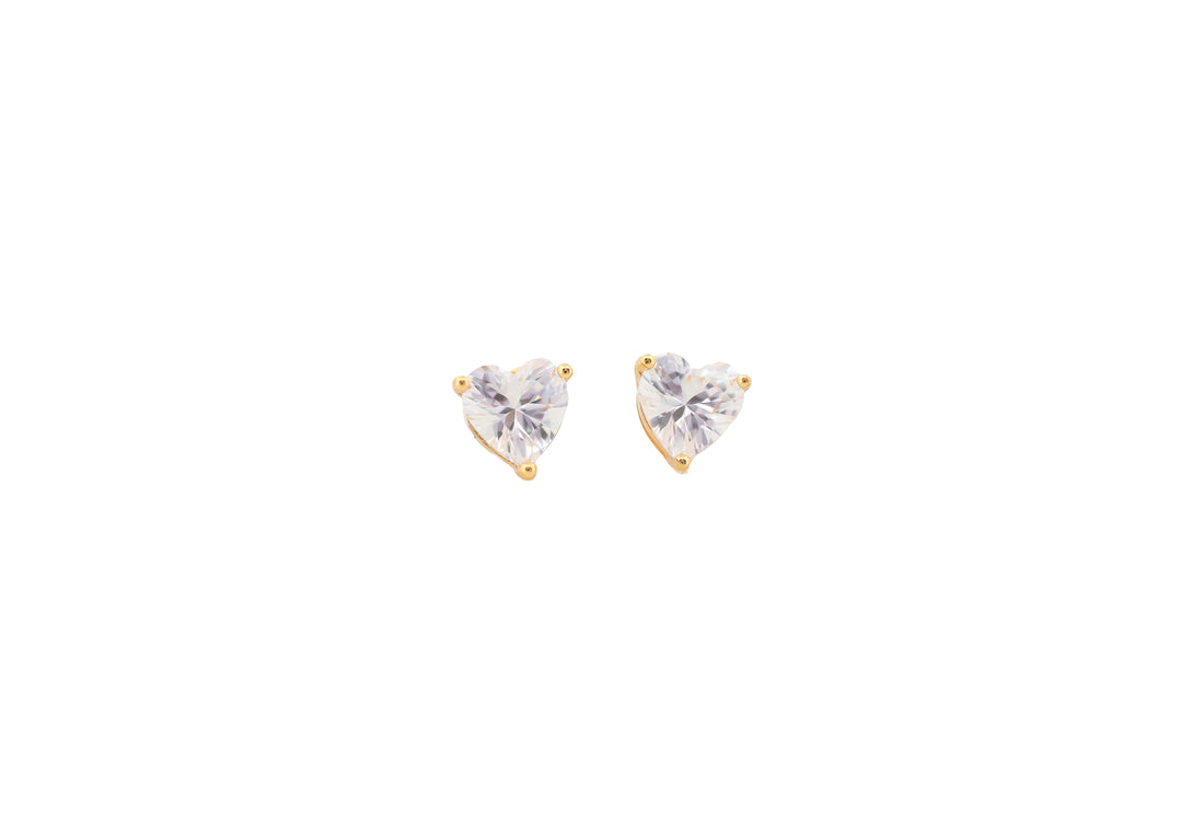 92.5 Sterling Silver Heart-Shaped Crystal Stud Earrings 17777