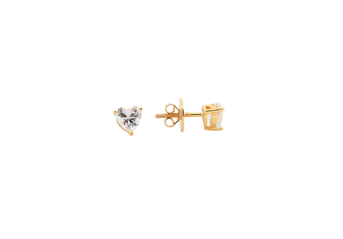 92.5 Sterling Silver Heart-Shaped Crystal Stud Earrings 17777