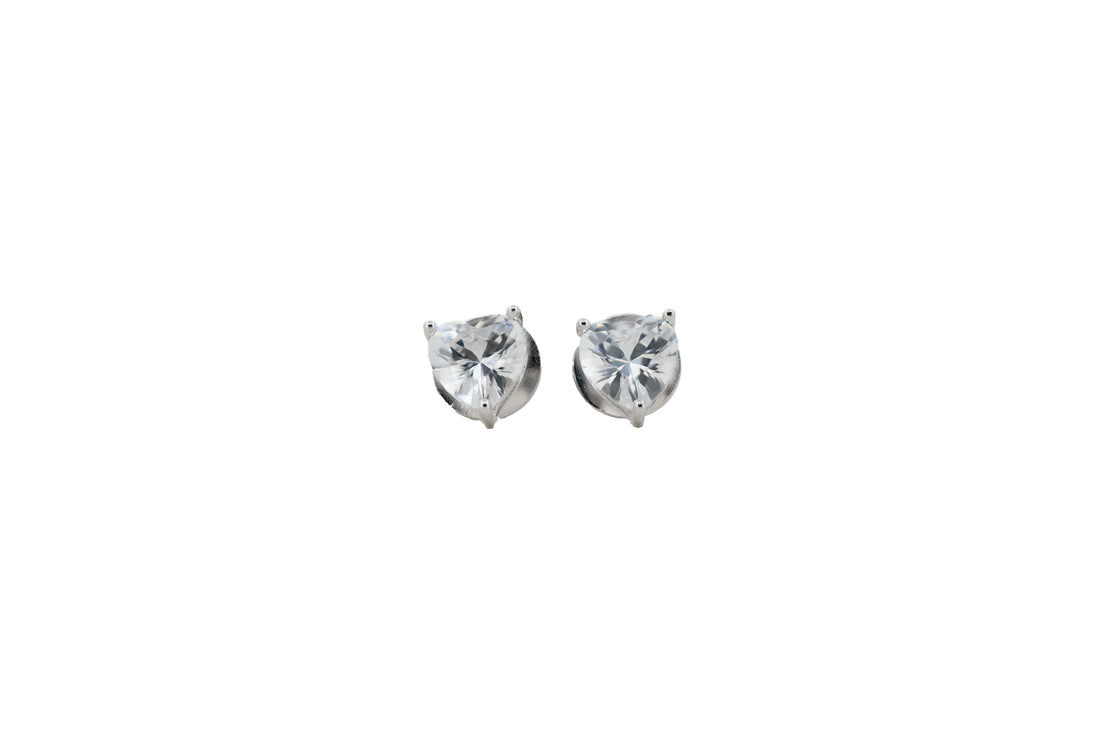 92.5 Sterling Silver Classic Heart Stud Earrings 17785