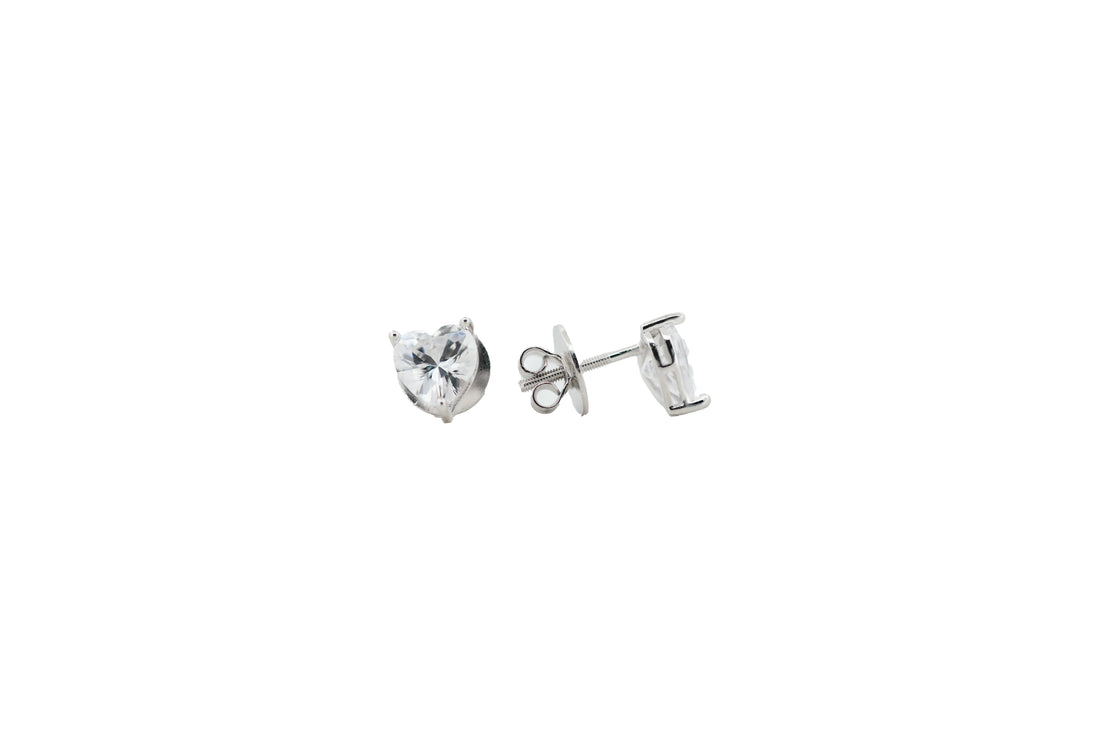 92.5 Sterling Silver Classic Heart Stud Earrings 17785