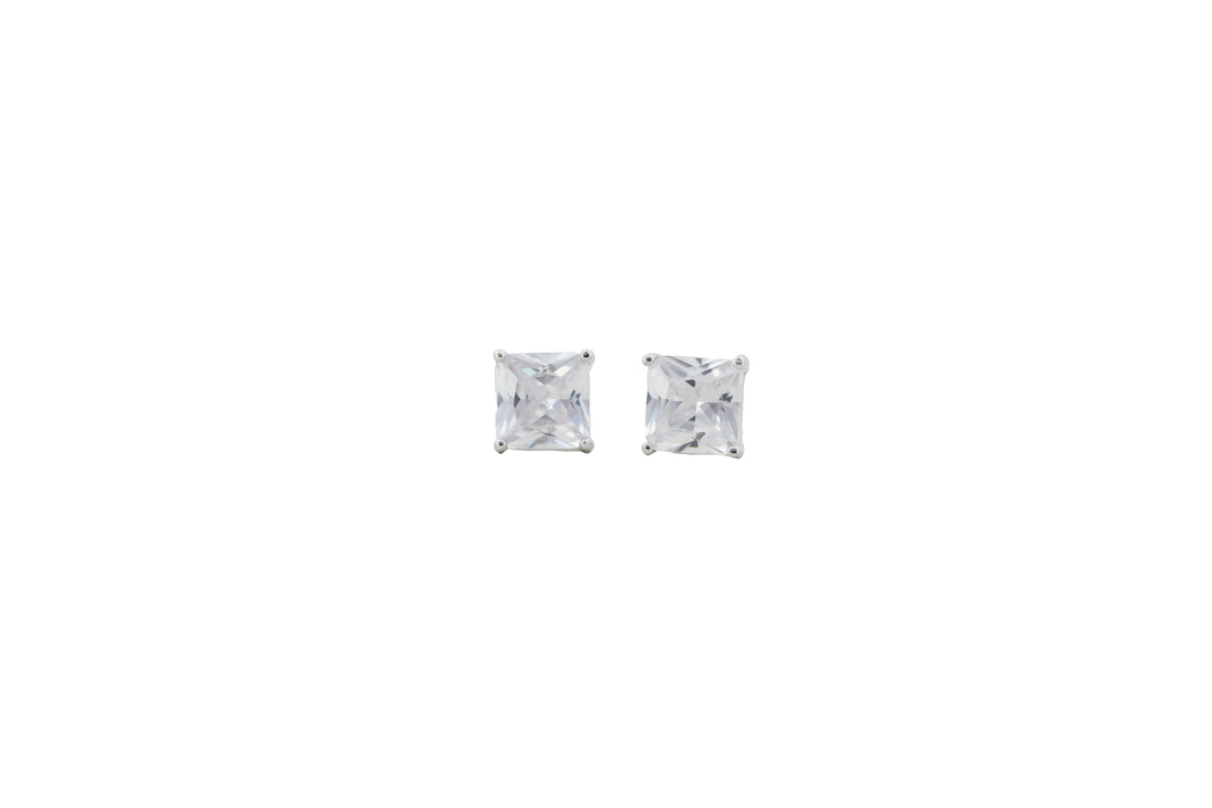 92.5 Sterling Silver Classic Square Stud Earrings 17787
