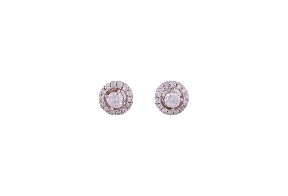 92.5 Sterling Silver Round Halo Stud Earrings 17823