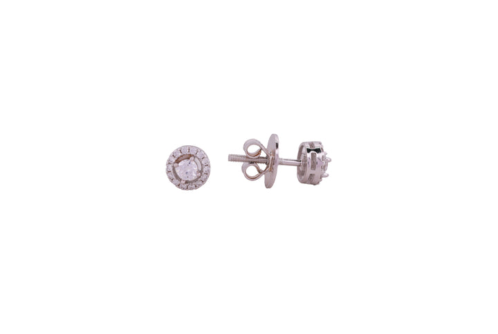 92.5 Sterling Silver Round Halo Stud Earrings 17823