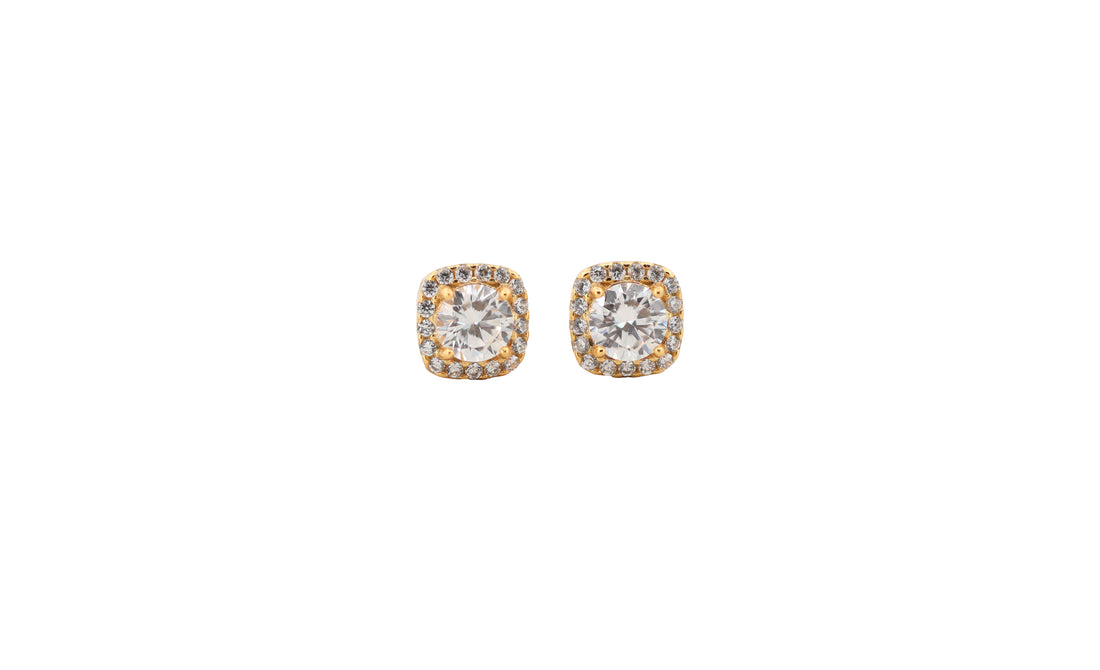 92.5 Sterling Silver Classic Halo Cushion Stud Earrings 17829