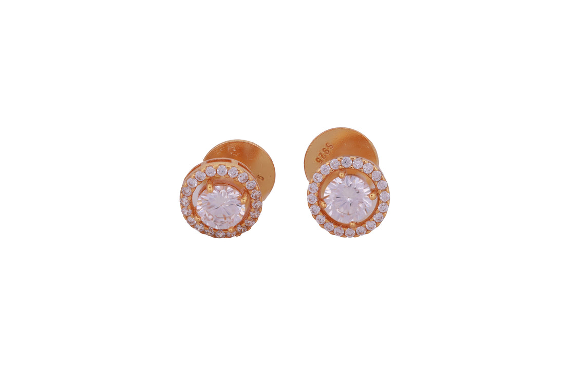 92.5 Sterling Silver Modern  Classic Halo Stud Earrings 17833