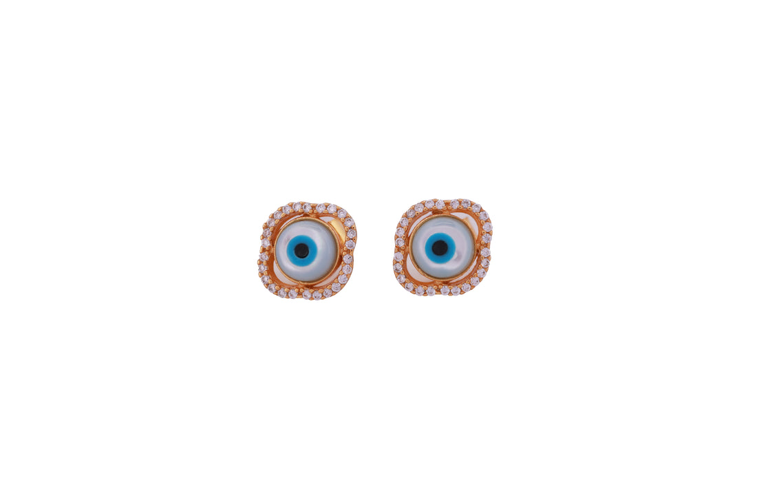 92.5 Sterling Silver Cushion Halo Evil Eye Earrings 17839