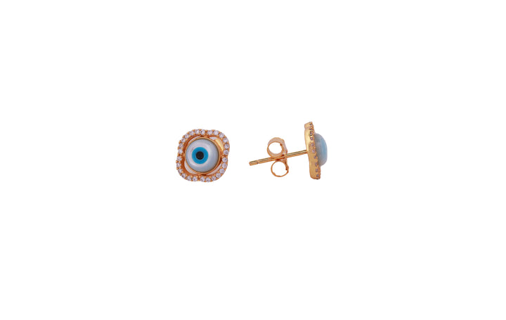 92.5 Sterling Silver Cushion Halo Evil Eye Earrings 17839