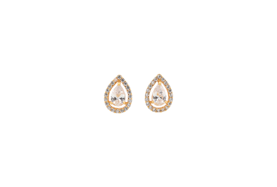 92.5 Sterling Silver Teardrop Halo Stud Earrings 17857