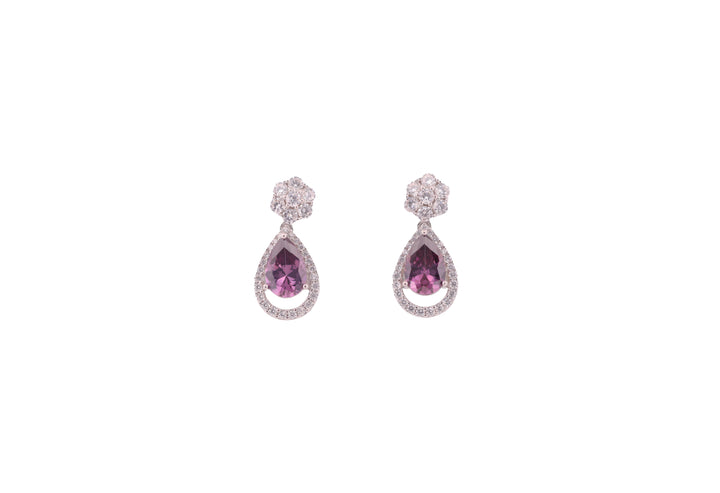 92.5 Sterling Silver Teardrop Halo Dangle Earrings 17932