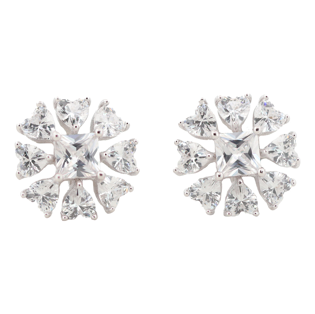 92.5 Sterling Silver Heart-Shaped Petal Earrings 17940
