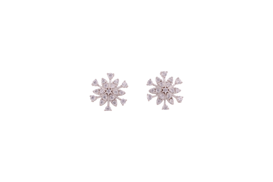 92.5 Sterling Silver Floral Stud Earrings 17956