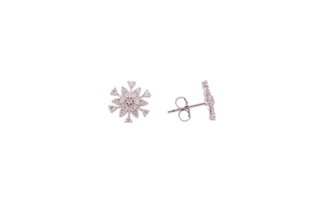 92.5 Sterling Silver Floral Stud Earrings 17956