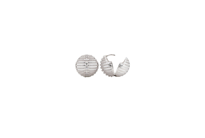 92.5 Sterling Silver Dome-Shaped Hoop Earrings 17980