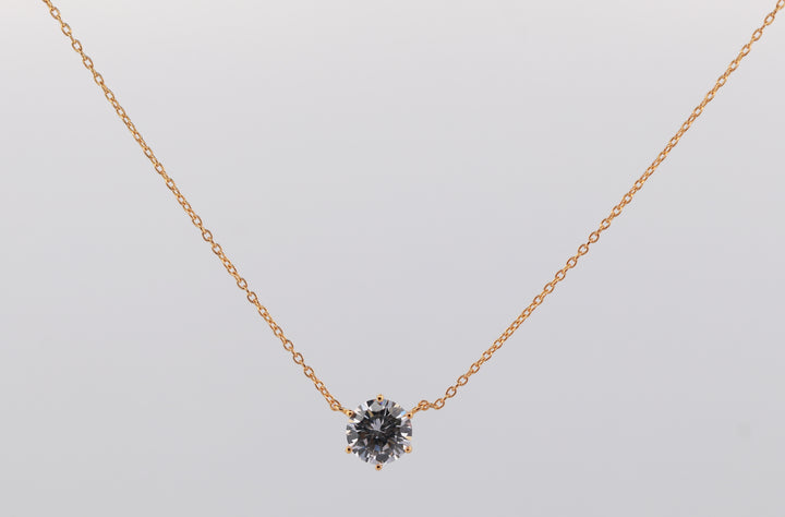 92.5 Sterling Silver Floating Round Solitaire  Chain Pendant 13603