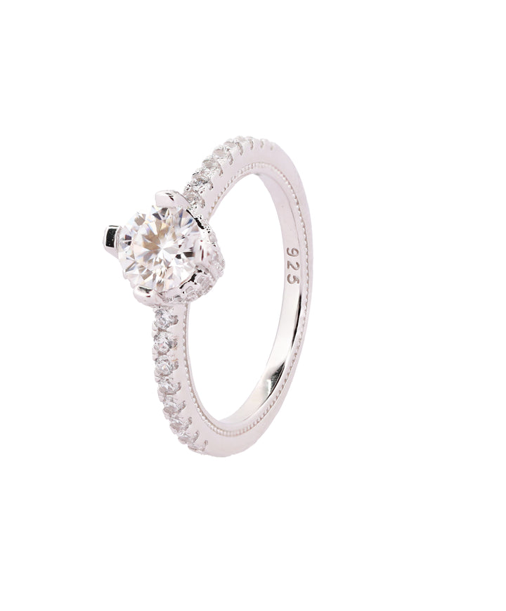 92.5 Sterling Silver Classic Solitaire Finger Ring 6789