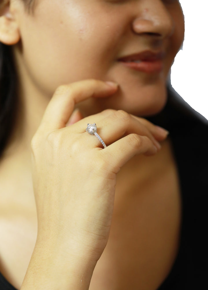 92.5 Sterling Silver Classic Solitaire Finger Ring 6789