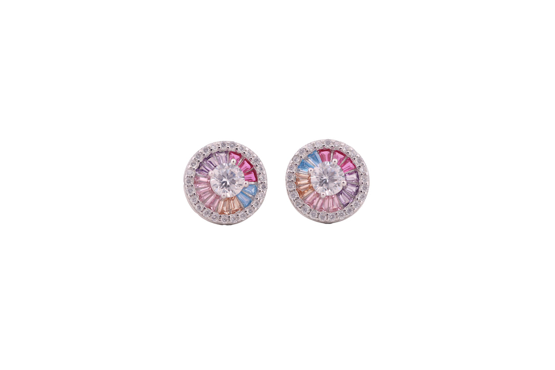 92.5 Sterling Silver Rainbow Stud Earrings 18106