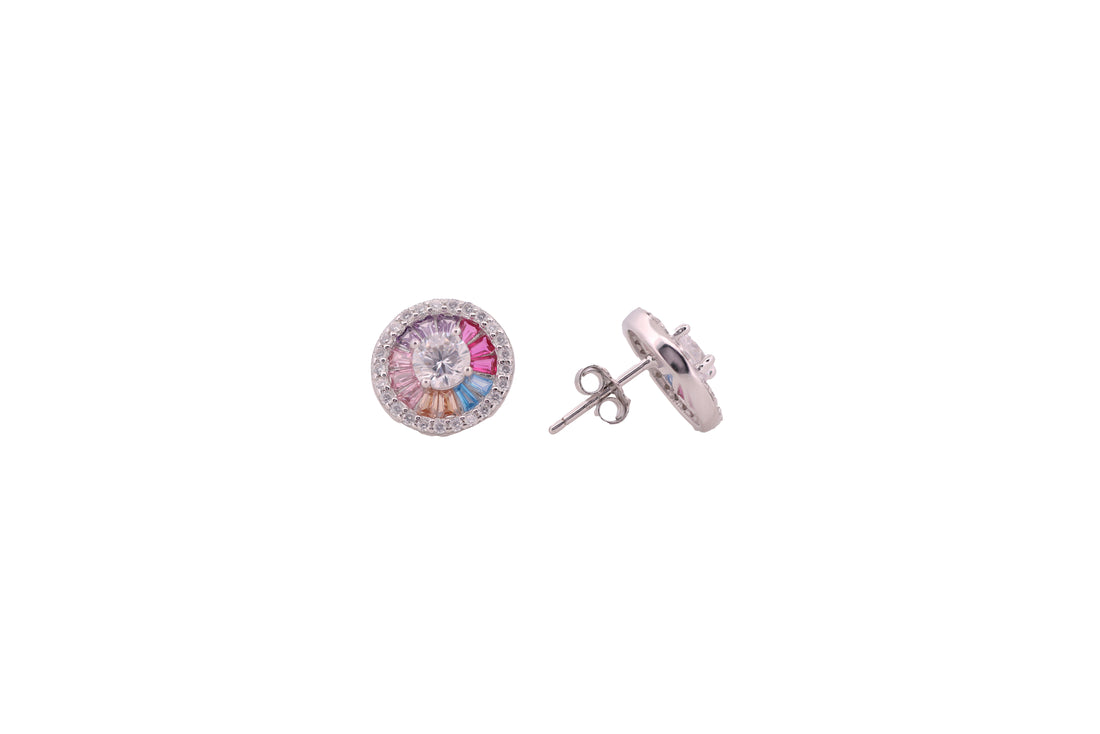 92.5 Sterling Silver Rainbow Stud Earrings 18106