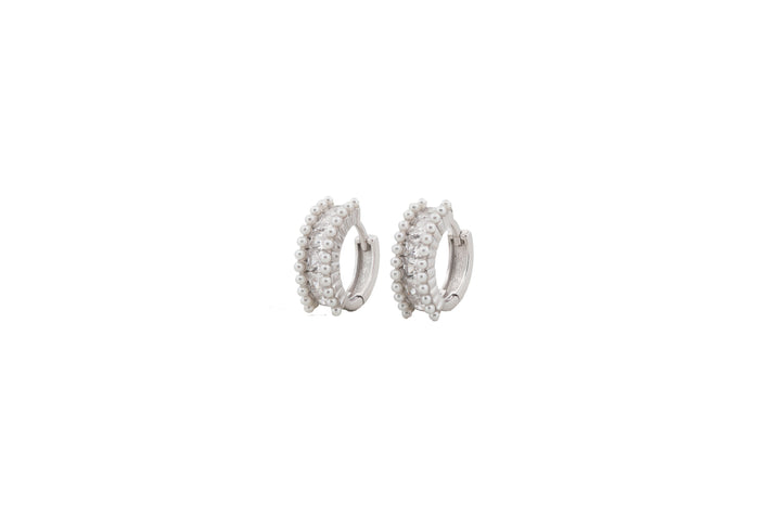 92.5 Sterling Silver Elegant Dual-Row Huggie Hoop Earrings 18111