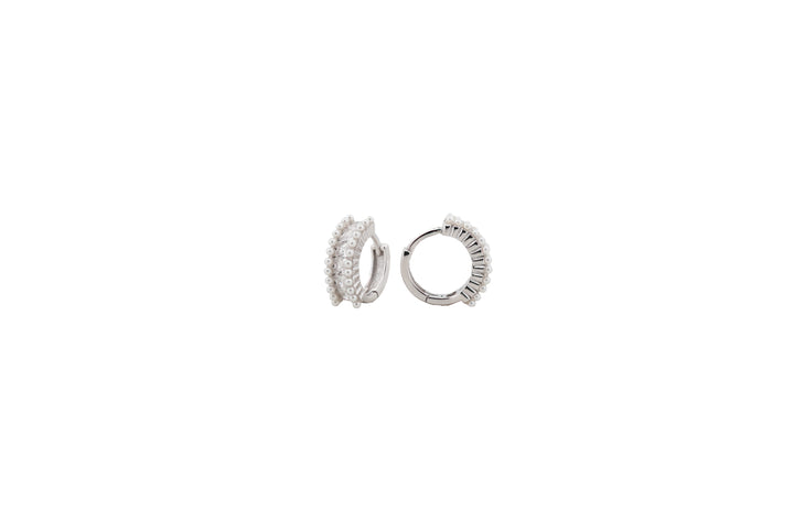 92.5 Sterling Silver Elegant Dual-Row Huggie Hoop Earrings 18111